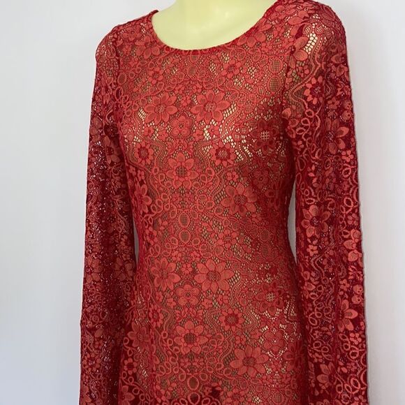 For Love and Lemons Dress “Love Bird” Rare Red Lace Sz 4 Nwot - Picture 3 of 8